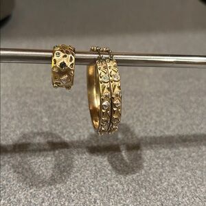 Kenneth Cole Gold,Crystal and Silver Embellished Hoop Earrings and ring